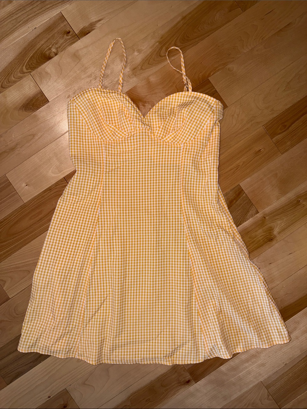 Peach Gingham Sundress with Bra-Style Bodice SearSucker Never worn side Zip M